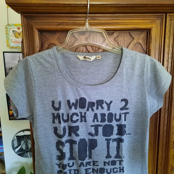 🌟FREE with purchase🌟Funny Career/Work Message Cotton Tee - Gray, Size S - Picture 5 of 16